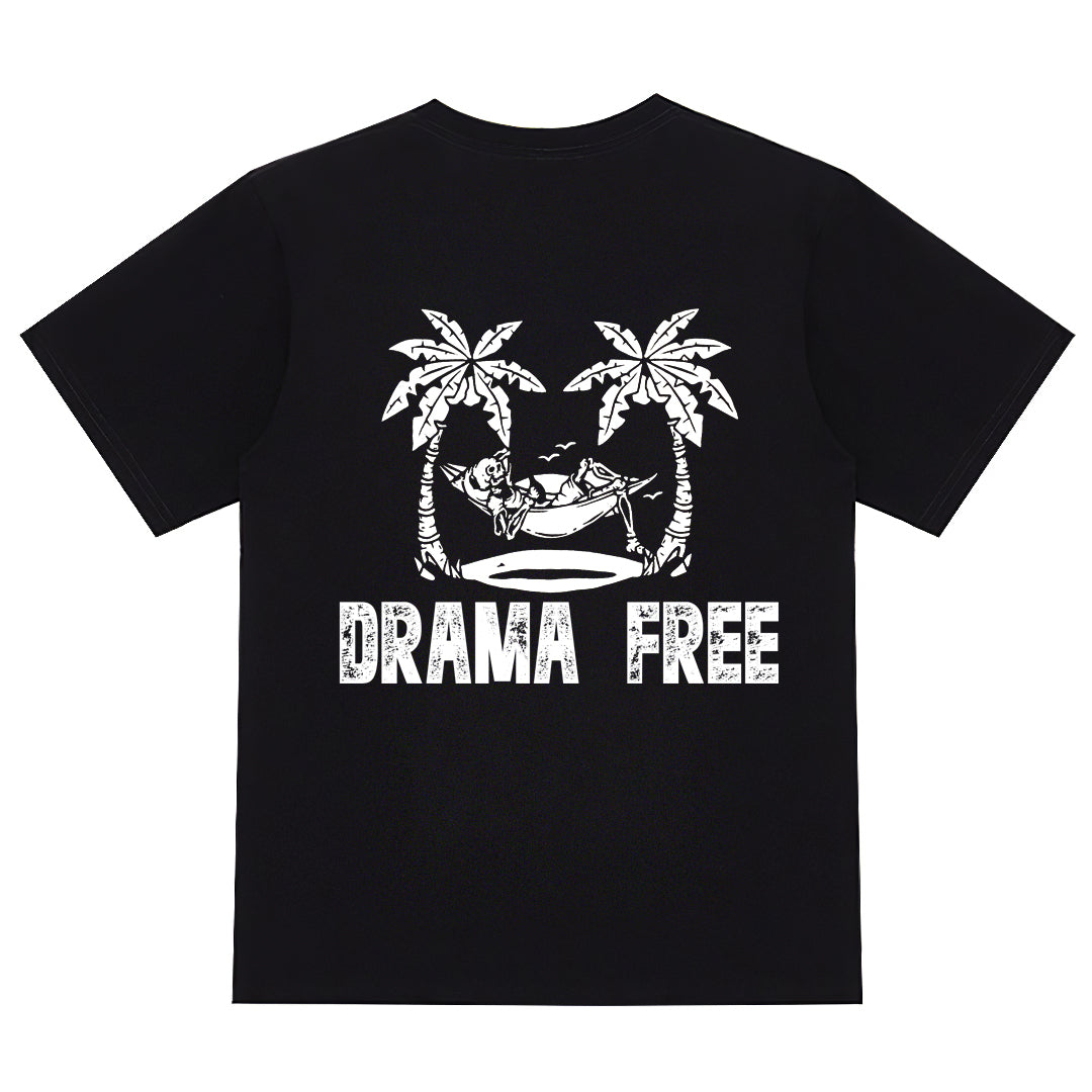 Livereid Drama Free Coconut Tree Leisurely Skull Letter T-Shirt - chicyea