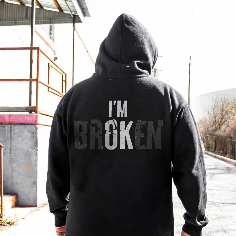 Uprandy I'M Broken Men Hoodie - chicyea