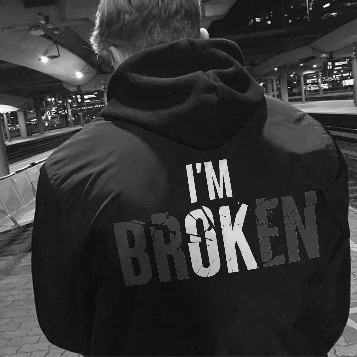 Uprandy I'M Broken Men Hoodie - chicyea