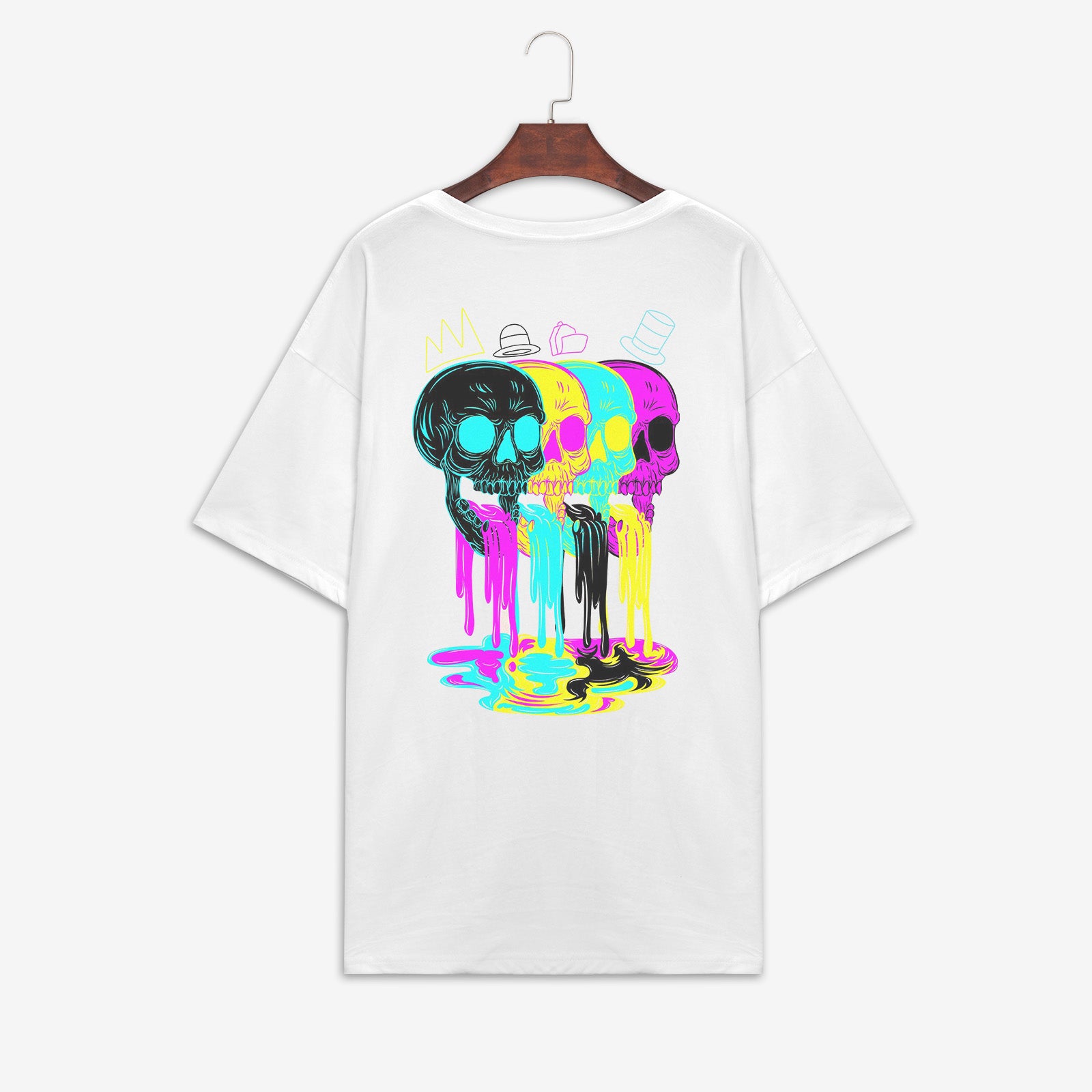 Minnieskull Creative Colorful Skull Print T-Shirt - chicyea