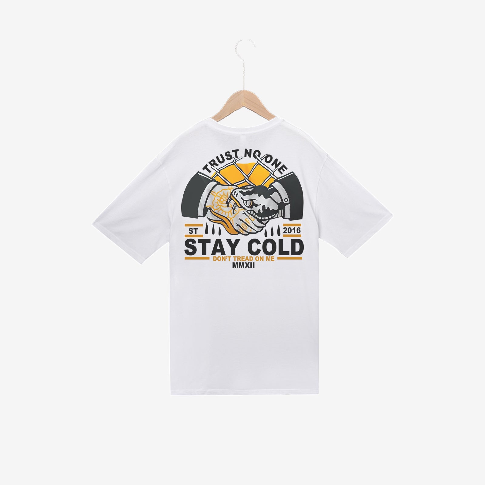 Uprandy Stay Cold Handshake Print Men Casual Tees - chicyea