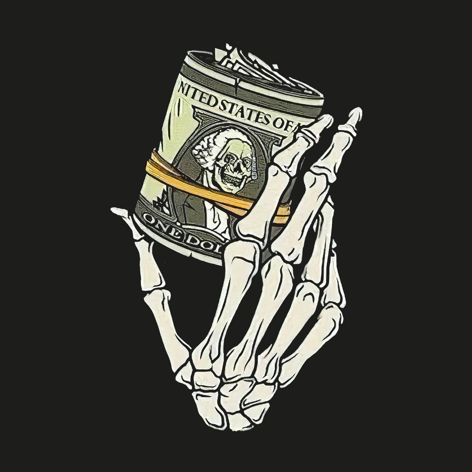 Minnieskull Skull Hand Holding Skull Money Print Plus Sweatshirt - chicyea