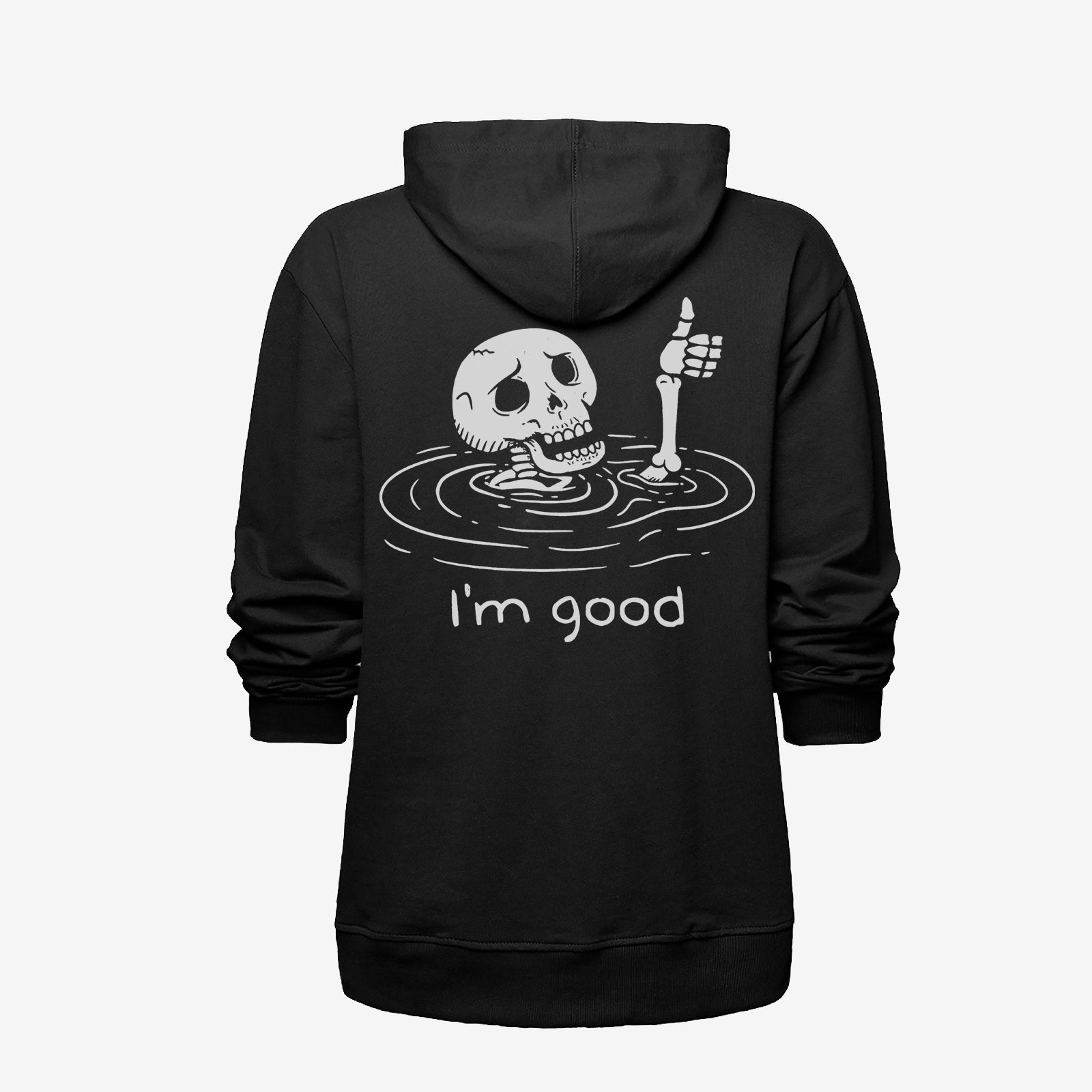 Cloeinc Skull Thumb Up I'M Good Print Men Hoodie - Chicyea